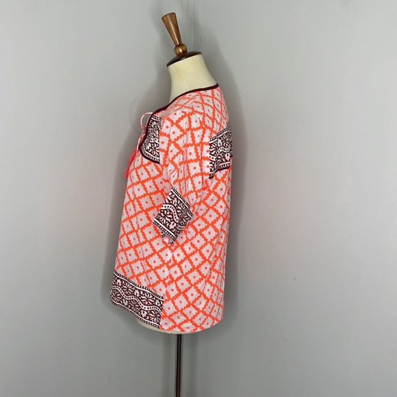 SZ Blockprints for jcrew‎ Leyla tunic neon coral - Picture 4 of 11